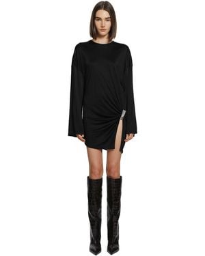 The Attico Fluid Viscose Jersey Mini Dress - Black