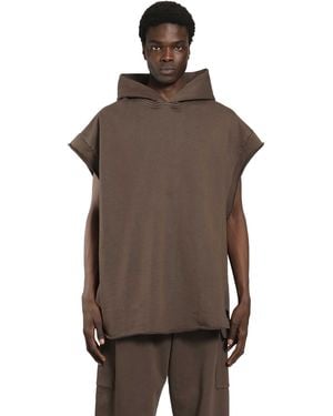 Roadless Cotton Jersey Sleeveless Hoodir - Brown