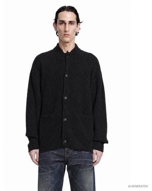 Giorgio Armani Silk Alpaca Cashmere Cardigan - Black