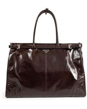 Prada Bonnie Leather Tote Bag - Brown
