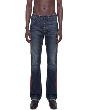 Gucci Flared 5 Pocket Jeans With Web - Blue