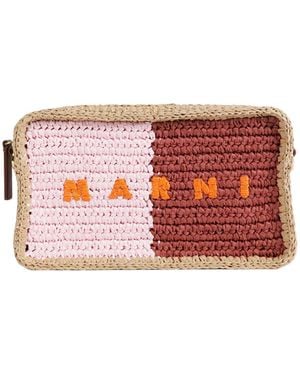 Marni Bicolour Raffia Mini Camera Bag - Red
