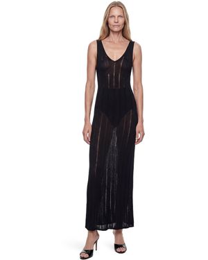 Laneus Openwork Knit Long Dress - Black
