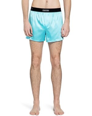 Tom Ford Stretch Silk Satin Boxer Shorts - Blue