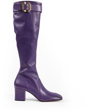 Miu Miu Nappa Leather Boots With Buckle - Purple