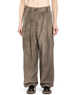 Ziggy Chen Drop Crotch Pleated Pants - Brown
