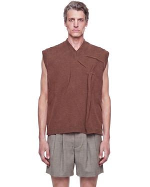 Hed Mayner V-Neck Logo Gilet - Red