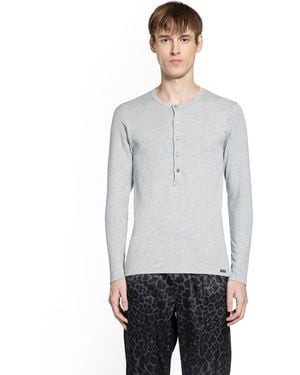 Tom Ford Cotton Stretch Rib Henley T-Shirt - Gray