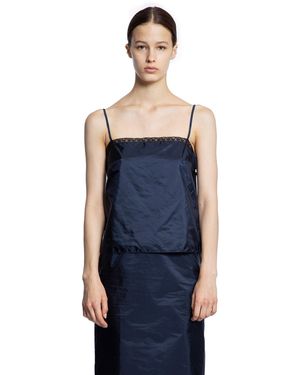 Prada Re-Nylon Satin And Lace Top - Blue