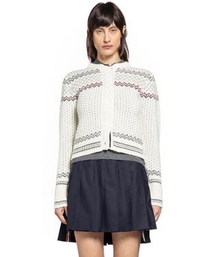Thom Browne Fairisle Jersey Float Cardigan - Blue