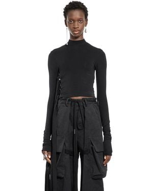 Ann Demeulemeester Wivan Long Sleeve Cropped Top - Black