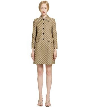 Gucci Gg Cotton Canvas Coat - Natural