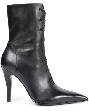 McQueen Leather Ankle Boots - Black