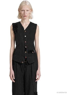 Aleksandr Manamïs Mended Poets Wool Waistcoat - Black
