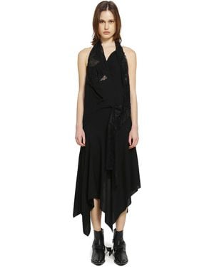 Junya Watanabe Asymmetric Lace Slip Dress - Black