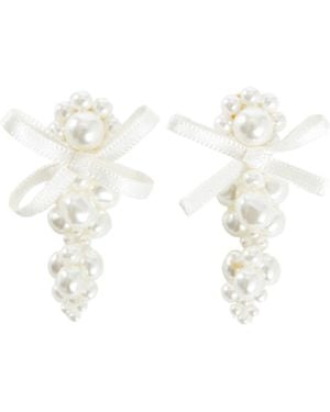 Simone Rocha Petite Bow Cluster Earrings - White