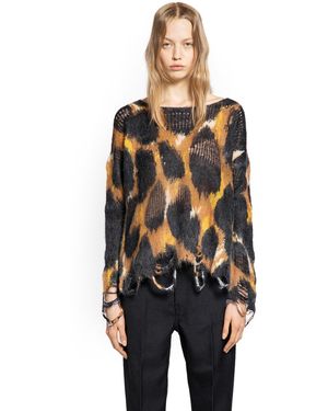 Laneus Leopard Jacquard Knit Sweater - Black