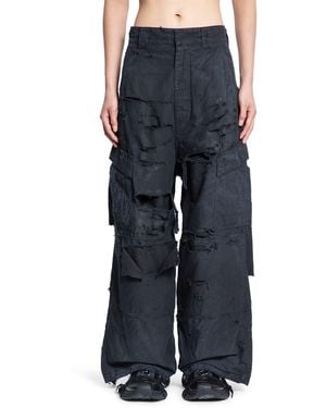 Balenciaga Distressed Large Cargo Trousers - Blue