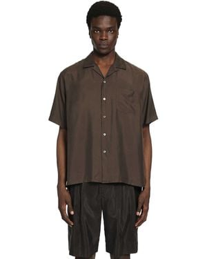 Ssstein Satin Pocket Shirt - Brown
