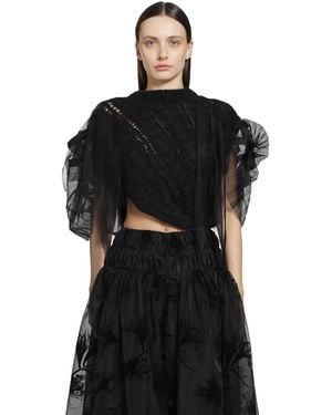 PAULINE DUJANCOURT Francisca Pleated Hand-Knit Vest - Black