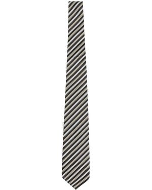 Junya Watanabe Striped Silk Tie - Black