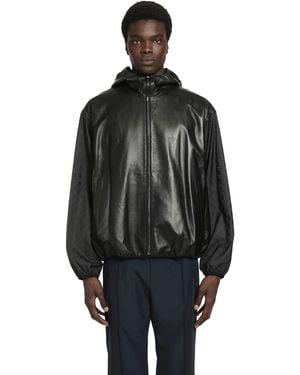 Gucci Hooded Leather Bomber Jacket - Black