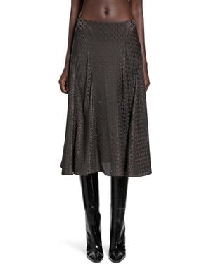 Fendi Ff Silk Midi Skirt - Black