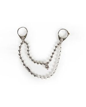 McQueen Pearl & Skull Double Chain Charm - Metallic