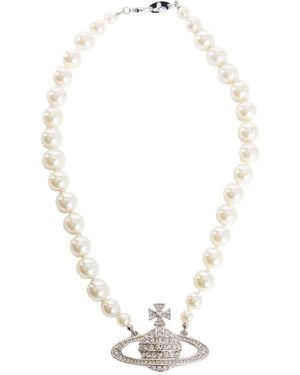 Vivienne Westwood One Row Pearl Orb Choker - White