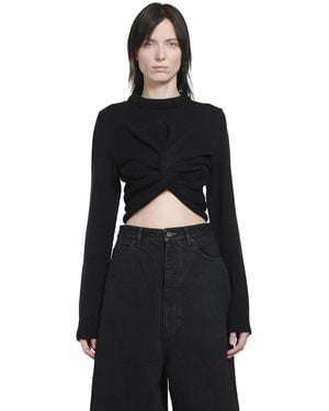 Balenciaga Knotted Wool Sweater - Black