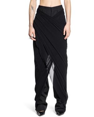 Jean Paul Gaultier Tailored Trousers With Mesh Sarong - Black