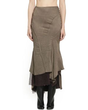 Yehuafan Layered Silk Skirt - Brown