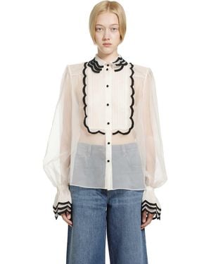 Valentino Organza Shirt With Embroidered Bib - Multicolor