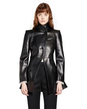 McQueen Cutaway Leather Jacket - Black