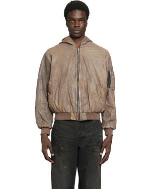 ALEXANDER DIGENOVA Leather Bomber Jacket - Brown
