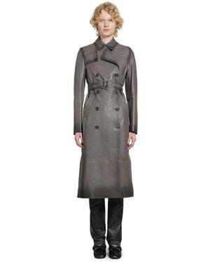 Acne Studios Ombré Leather Trench Coat - Grey