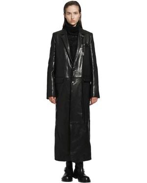 Ann Demeulemeester Virva Vintage Lux Grained Leather Coat - Black