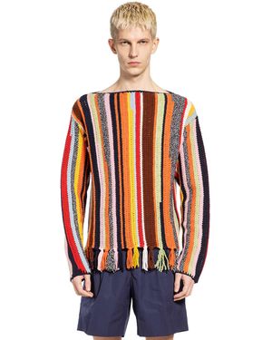 Prada Wool Crochet Boat Neck Jumper - Red
