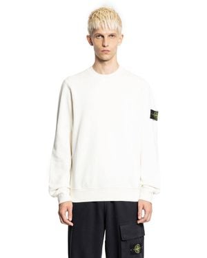 Stone Island 6100060 Organic Cotton Fleece Sweatshirt - White