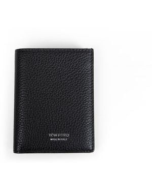 Tom Ford Small Grain Leather Folding Cardholder - Black