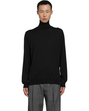 Lardini Superfine Merino Wool Turtleneck - Black