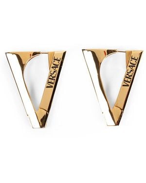 Versace Logo Engraved Earrings - Black
