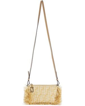Fendi Raffia Ff Baguette Pouch - Metallic