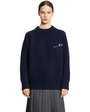 Prada Wool Cashmere Jumper With Safety Pin - Blue