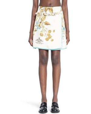 Prada Printed Silk Twill Miniskirt - White