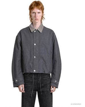 Acne Studios Leather Collar Bomber Jacket - Gray