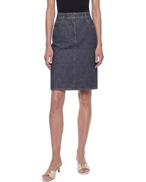 Fendi Ff Denim Skirt - Blue