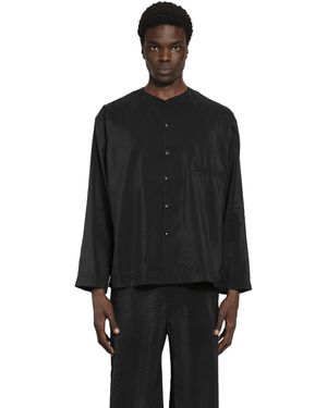 Lemaire Dry Silk V-Neck Shirt - Black