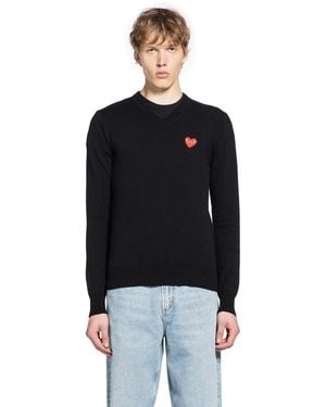 COMME DES GARÇONS PLAY Wool Heart Jumper - Black