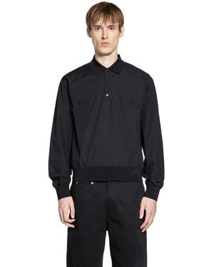 Givenchy Striped Cotton Poplin Polo Shirt - Black